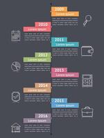 Vertical timeline infographics template, workflow or process diagram, flowchart vector