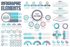 Infographic elements - process, steps, options, workflow, circle diagram, timeilne, human infographics, pie charts, puzzle infographics vector