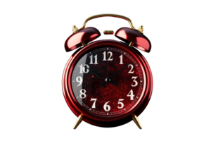 A red alarm clock isolated on transparent background. png