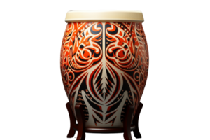 A large, ornate vase with a black and orange design sits on a wooden stand. The vase is the focal point of the image, and its intricate design suggests a sense of artistry and craftsmanship png