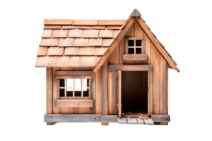 A small wooden house with a slanted roof and a window. The house is empty and he is abandoned png