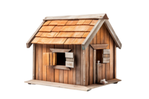 A small wooden house with a slanted roof and a window. The house is empty and has a rustic feel png