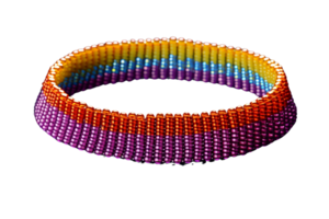 A colorful bracelet with a rainbow pattern. The bracelet is made of beads and is in a circular shape png