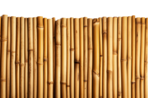 A row of bamboo sticks are lined up in a row. The bamboo sticks are brown and appear to be weathered. The image has a rustic and natural feel to it png