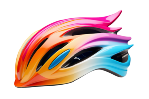 A colorful helmet with a blue stripe and orange and pink stripes. The helmet is designed to be eye-catching and fun png
