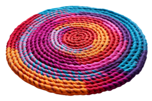 A colorful, multi-colored, multi-strand rug with a spiral design. The colors are bright and vibrant, creating a cheerful and lively atmosphere png
