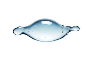 Transparent water droplet in midair with reflection, isolated on transparent background. High-resolution image suitable for various design projects. png