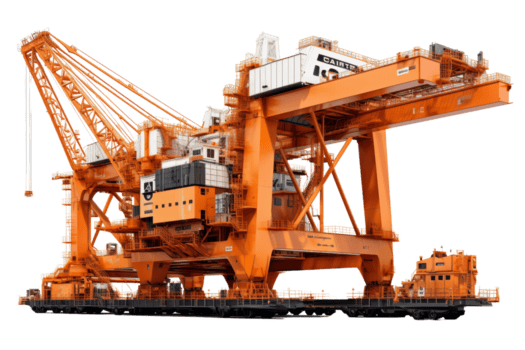 uma ampla laranja guindaste é elevação uma ampla laranja navio png