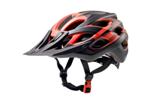 A black and red helmet with a black visor. The helmet is designed to protect the head from injury during activities such as biking or skateboarding png