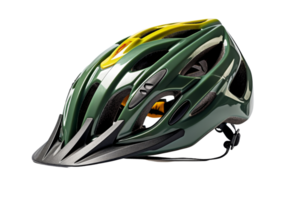 A green and yellow helmet with a black visor. The helmet is designed to protect the head from injury during activities such as biking or skateboarding png