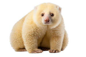 Adorable, fluffy, white animal with curious expression. Perfect for nature, wildlife, and animal-themed projects. Isolated on a transparent background. png