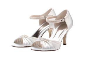 Two white shoes with a silver strap on the back. The strap is decorated with crystals png