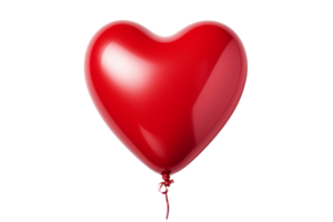 A red heart balloon with a red string. The balloon is floating in the air and is the size of a small heart png