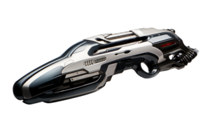 A futuristic weapon with a black and white color scheme. The weapon is sleek and modern, with a futuristic design. The color scheme gives the weapon a sense of power and strength png
