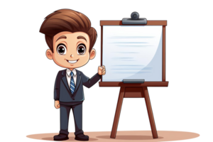 A man in a suit is standing in front of a white board with a smile on his face png