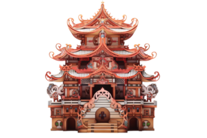 A large, ornate building with a lot of detail. The building is made of wood and has a lot of intricate designs. The building appears to be a temple or a palace, and it has a lot of statues png