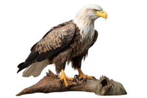 A large eagle is perched on a branch. The bird has a fierce look on its face, and its feathers are ruffled. The scene is serene and peaceful, with the eagle standing tall and proud on the branch png