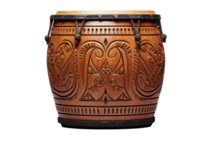 A wooden bowl with a design on it. The design is intricate and detailed. The bowl is brown and has a wooden handle png
