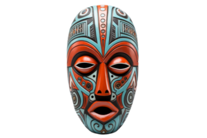 A blue and red mask with a red nose and blue eyes. The mask is decorated with swirls and dots png