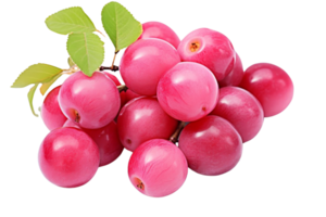 A bunch of red fruit with green leaves. The fruit is ripe and ready to eat png