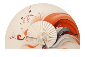 A fan with a clock on it. The fan is open and the clock is showing the time png