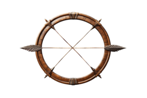 A compass with four arrows pointing in different directions. The compass is made of wood and has a rustic look png