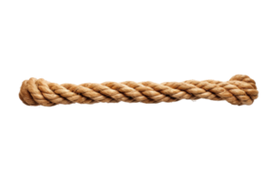 Isolated image of a thick brown rope with a knot on one end. Ideal for nautical, DIY, and adventure-themed projects. png