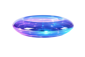 Futuristic transparent glass ring with iridescent glow, perfect for sci-fi design, technology themes, and modern art concepts. png