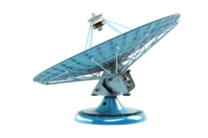 High-resolution image of an isolated satellite dish, symbolizing communication, technology, and data transmission, 150 characters. png