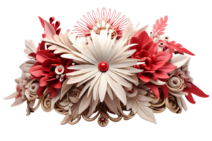 A bouquet of flowers with a red and white center. The flowers are made of paper and are arranged in a way that makes them look like they are real. The bouquet is very colorful and has a happy png