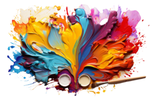 uma colorida pintura com uma escova e paleta. a pintura é cheio do brilhante cores e tem uma muitos do textura. a escova golpes estão visível e a cores mistura juntos para crio uma vibrante png