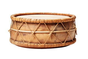 A wooden drum with a rope around it png