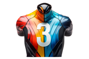 A colorful jersey with the number 3 on it. The jersey is designed to look like a person's torso png