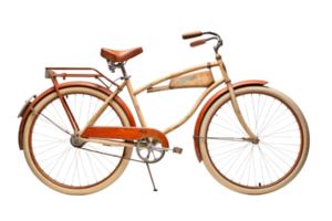 Vintage retro bicycle with wooden components isolated on transparent background. Classic design showcasing timeless elegance and style. png