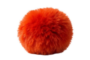 Vibrant orange fluffy pom-pom isolated on a transparent background. Ideal for crafts, decorations, and playful projects. png