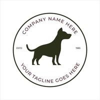 Minimalist logo featuring a dog silhouette inside a circle. This design is suitable for pet-related businesses such as pet shops, veterinary clinics. vector