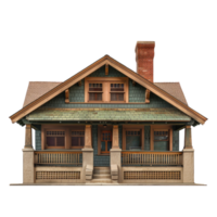 Craftsman House front view full length isolate on transparency background png
