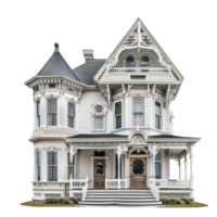Victorian House front view full length isolate on transparency background png