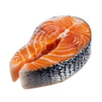 floating raw salmon fish meat isolate on transparency background png