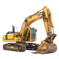 3d Hydraulic Excavator with bucket isolate on transparency background png