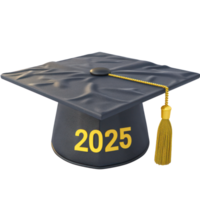 3d graduado boné com texto 2025 frente Visão cheio comprimento isolar em transparência fundo png