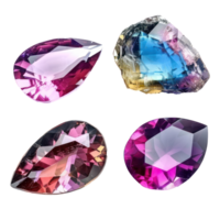 4 different shape of beautiful Gemstone stone isolate on transparency background png