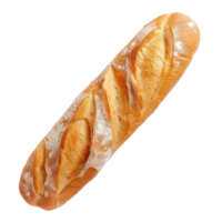 Bread Baguette top view full length isolate on transparency background png