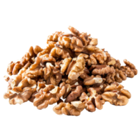 Chopped heap of walnuts isolate on transparency background png