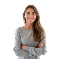 Smiling young female university student, standing isolate on transparency background png