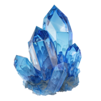 Blue crystal 3d rendering front view isolate on transparency background png