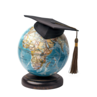 A globe featuring a graduation cap isolate on transparency background png
