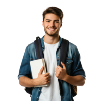 Smiling young male university student, standing isolate on transparency background png