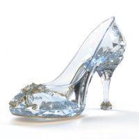 Glass Slipper 3d rendering front view isolate on transparency background png