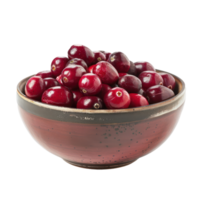 Fresh Cranberries in a bowl front view isolate on transparency background png